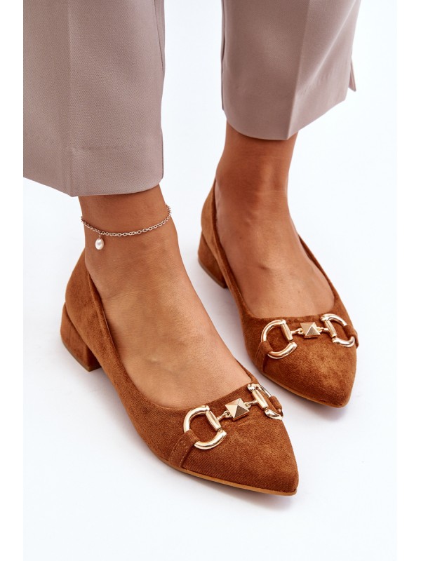Suede Ballerina Flats with Pointed Toe Camel Ethere