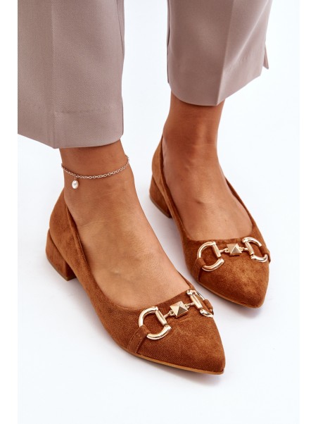 Suede Ballerina Flats with Pointed Toe Camel Ethere