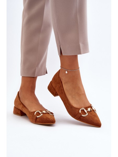 Suede Ballerina Flats with Pointed Toe Camel Ethere