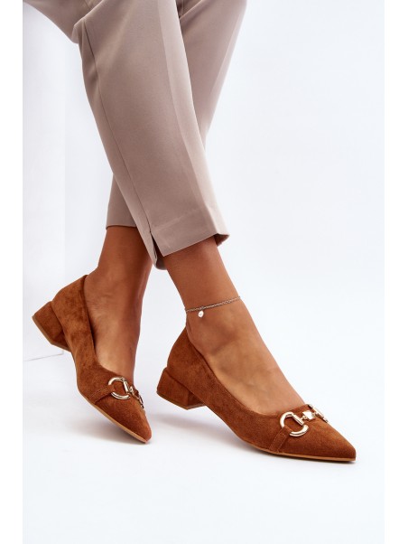 Suede Ballerina Flats with Pointed Toe Camel Ethere