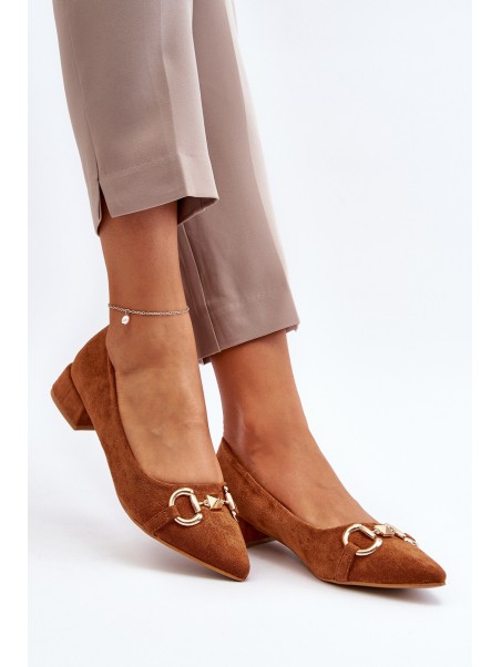 Suede Ballerina Flats with Pointed Toe Camel Ethere