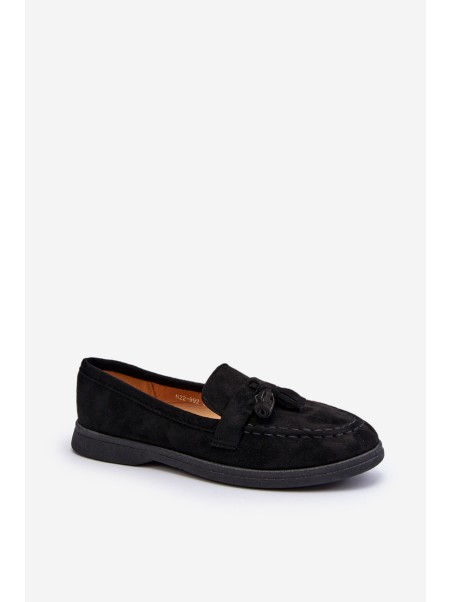Women's Suede Moccasins Black Dansitu