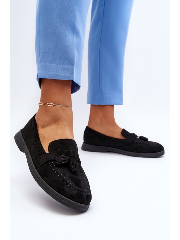 Women's Suede Moccasins Black Dansitu