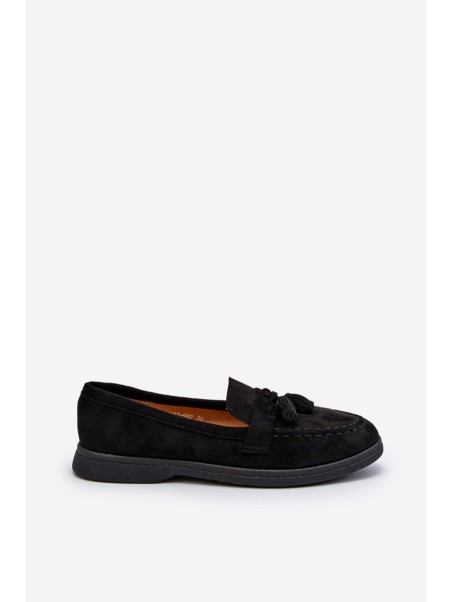 Women's Suede Moccasins Black Dansitu