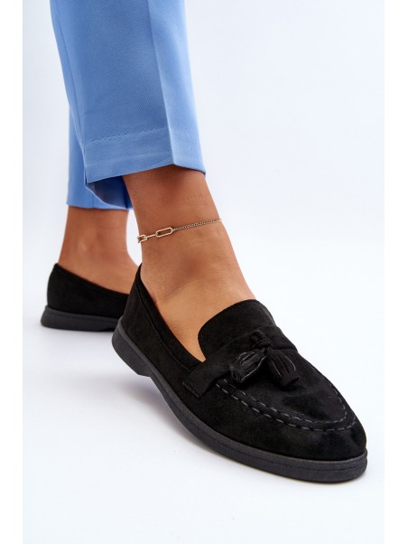 Women's Suede Moccasins Black Dansitu