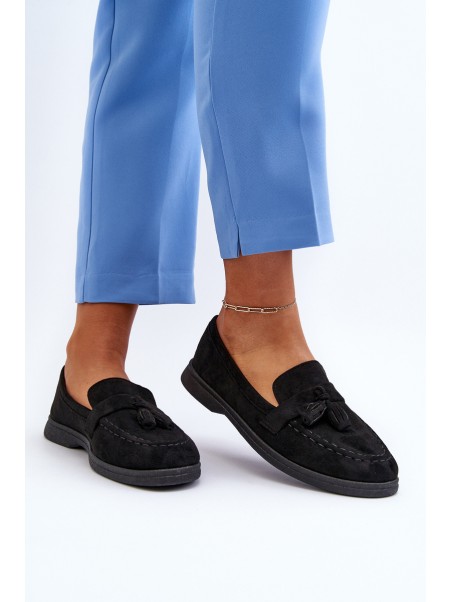 Women's Suede Moccasins Black Dansitu