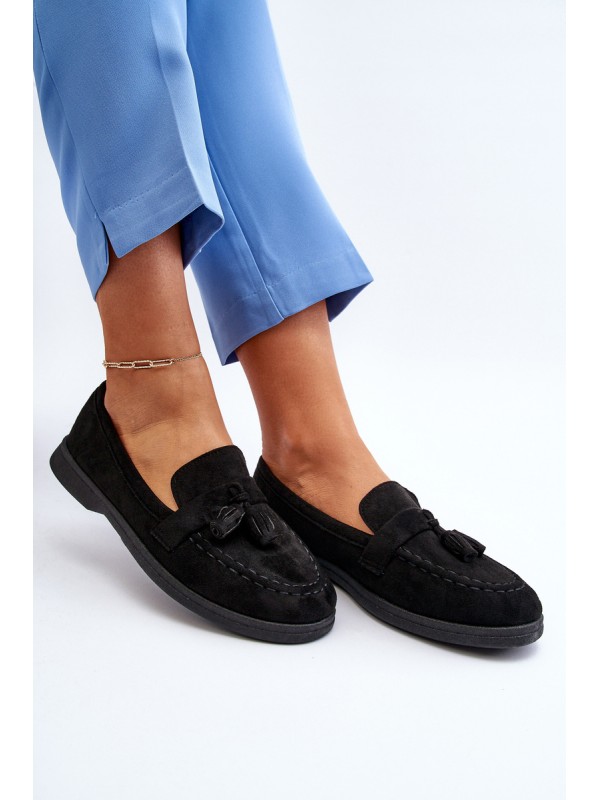 Women's Suede Moccasins Black Dansitu