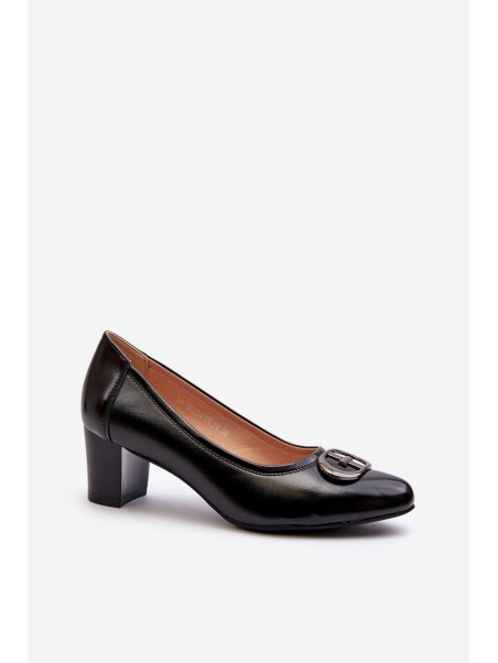 Black low heel pumps with embellishment Aeliris