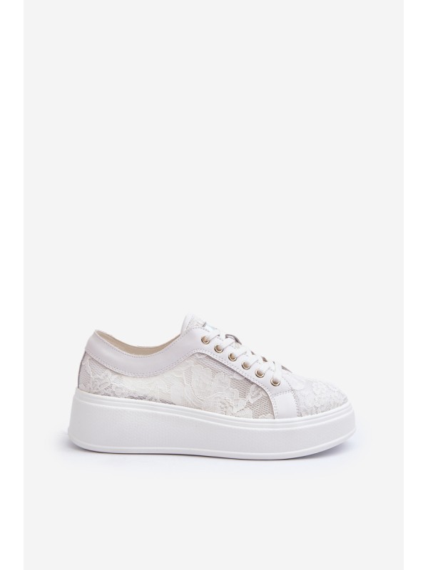 Lace Women's Sneakers On Platform S.Barski HY51-059 White