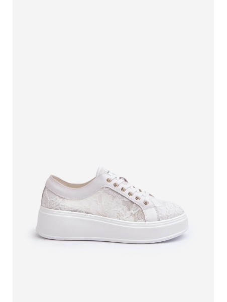 Lace Women's Sneakers On Platform S.Barski HY51-059 White