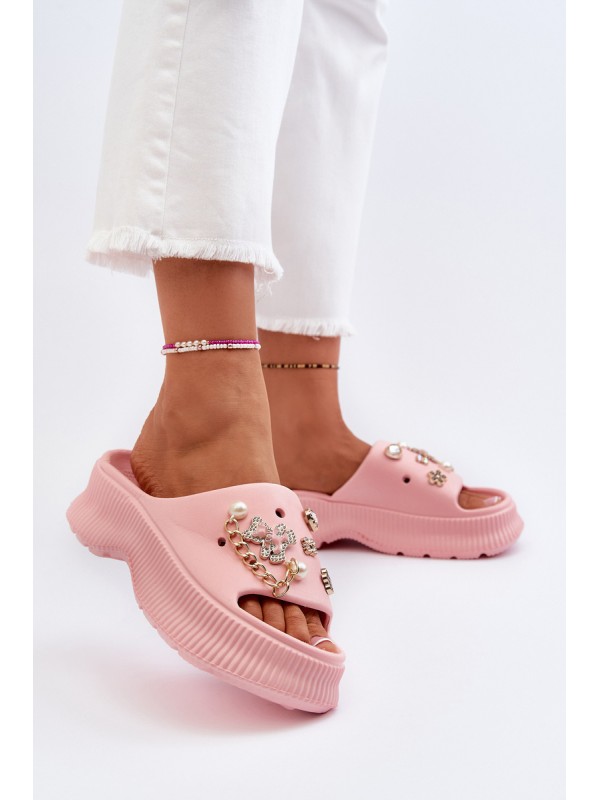 Women's Foam Flip-Flops with Pink Decorations Afariana