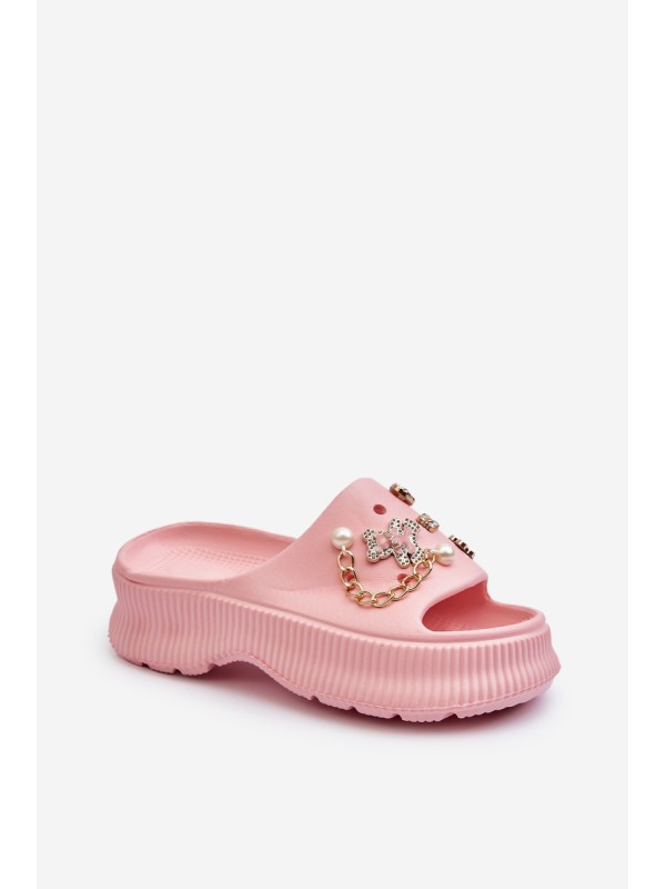 Women's Foam Flip-Flops with Pink Decorations Afariana