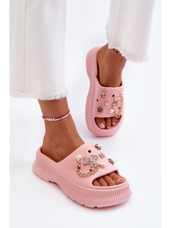 Women's Foam Flip-Flops with Pink Decorations Afariana
