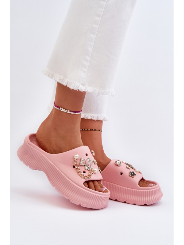 Women's Foam Flip-Flops with Pink Decorations Afariana