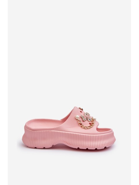 Women's Foam Flip-Flops with Pink Decorations Afariana