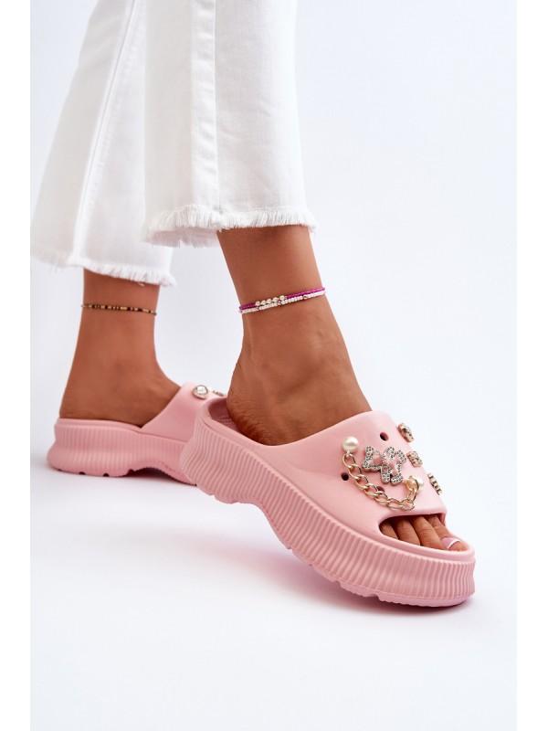 Women's Foam Flip-Flops with Pink Decorations Afariana