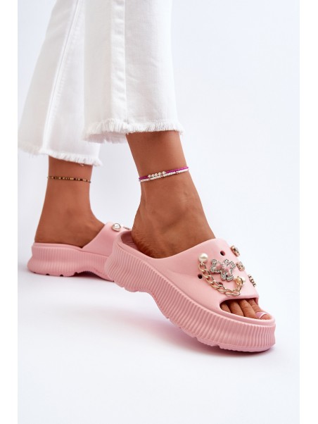 Women's Foam Flip-Flops with Pink Decorations Afariana