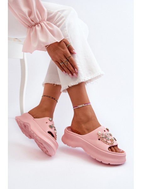 Women's Foam Flip-Flops with Pink Decorations Afariana
