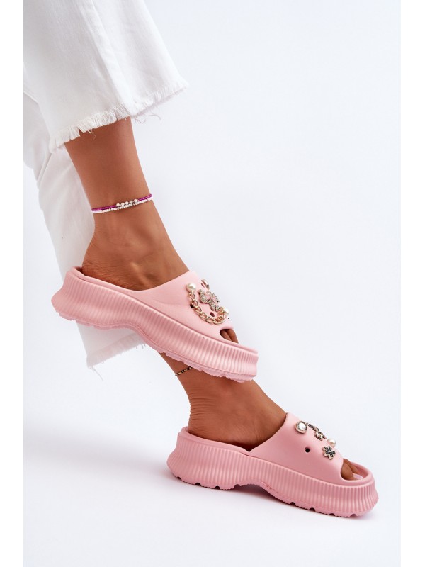 Women's Foam Flip-Flops with Pink Decorations Afariana