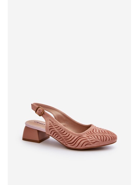 Pink Block Heel Court Shoes Gemifa