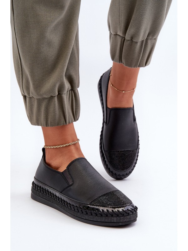 Women's Black Leather Platform Shoes D&A LR370