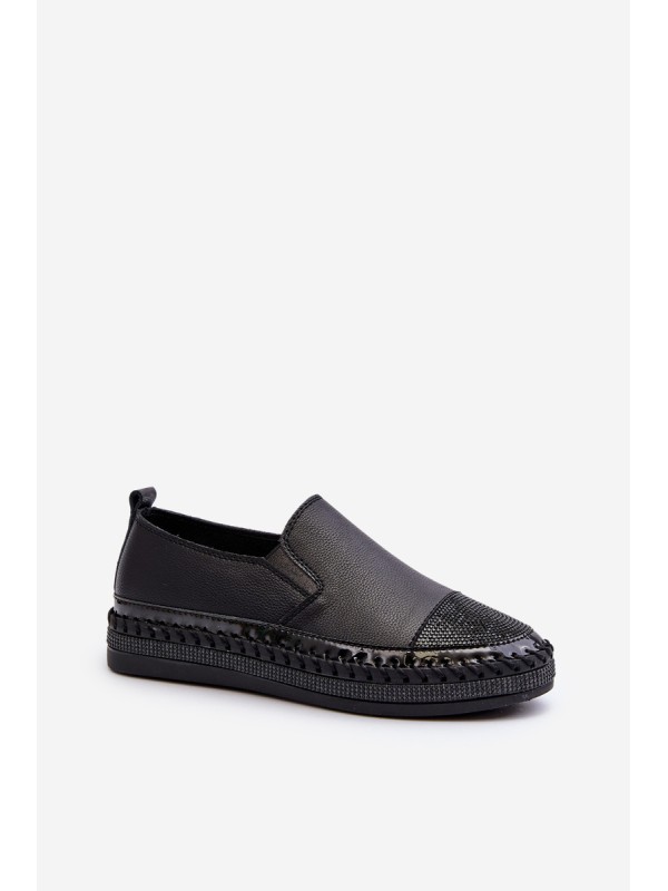 Women's Black Leather Platform Shoes D&A LR370