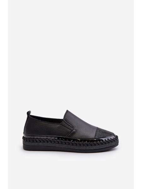 Women's Black Leather Platform Shoes D&A LR370