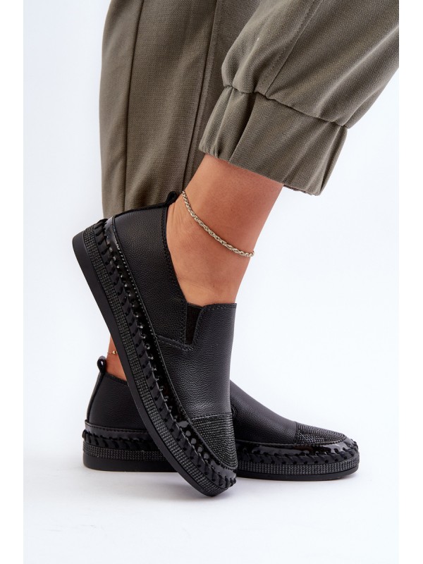 Women's Black Leather Platform Shoes D&A LR370