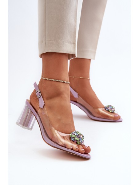 Transparent Sandals with Ornament Purple D&A MR38-454