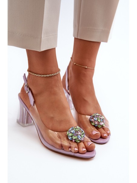 Transparent Sandals with Ornament Purple D&A MR38-454