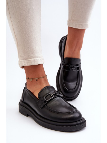Black Women's Leather Moccasins Keelana