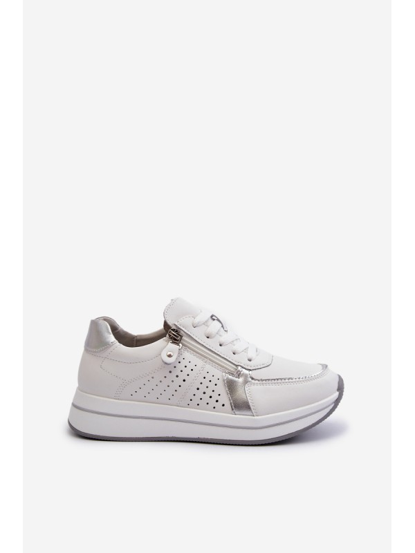 Women's Leather Platform Sneakers White Ligustra