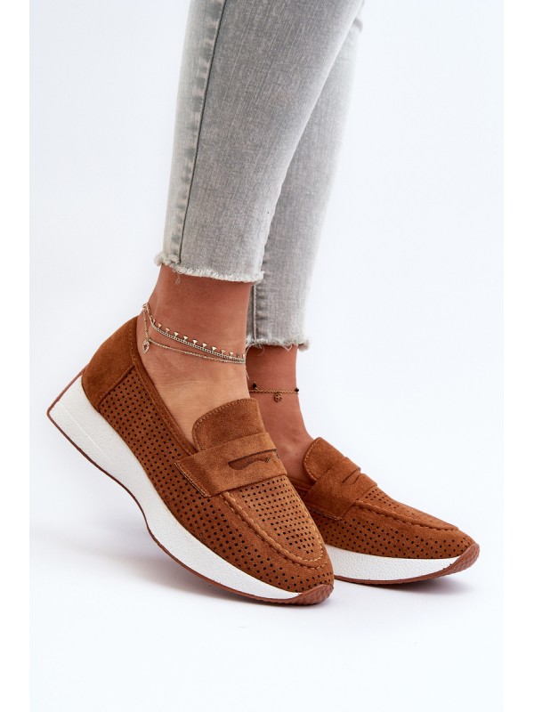 Women's Platform Moccasins in Eco Suede Camel Inesqua