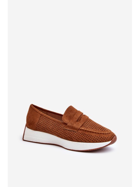 Women's Platform Moccasins in Eco Suede Camel Inesqua