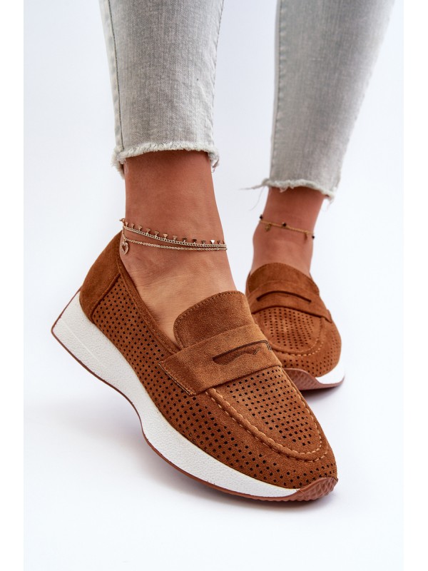 Women's Platform Moccasins in Eco Suede Camel Inesqua