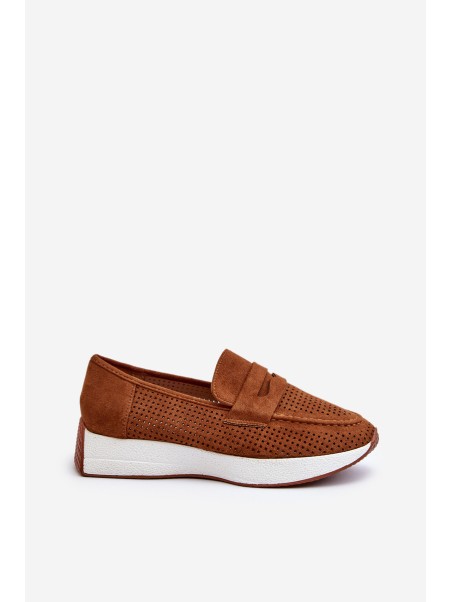 Women's Platform Moccasins in Eco Suede Camel Inesqua