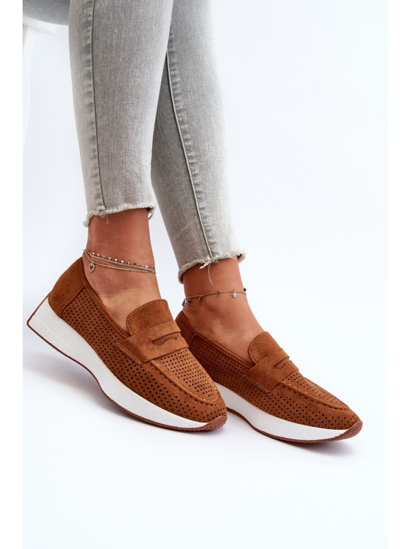 Women's Platform Moccasins in Eco Suede Camel Inesqua
