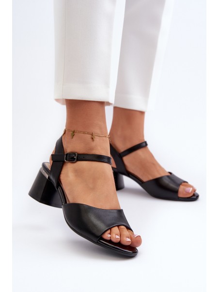 Women's Low Heel Eco Leather Sandals Sergio Leone SK876 Black