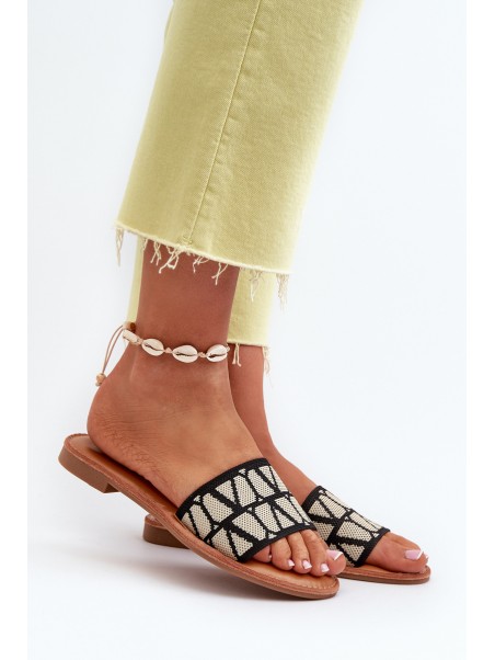 Women's Black Flat Sandals Traivea