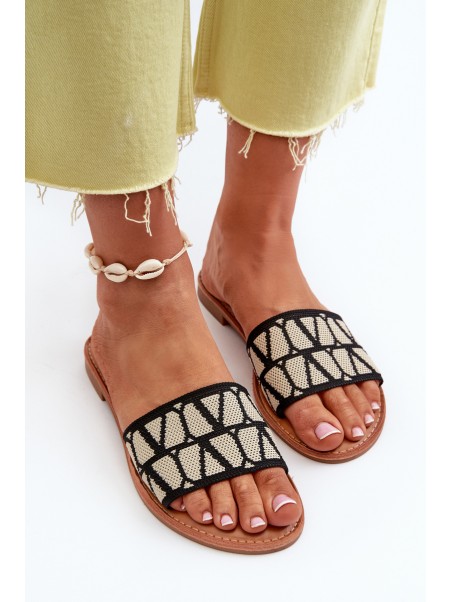 Women's Black Flat Sandals Traivea