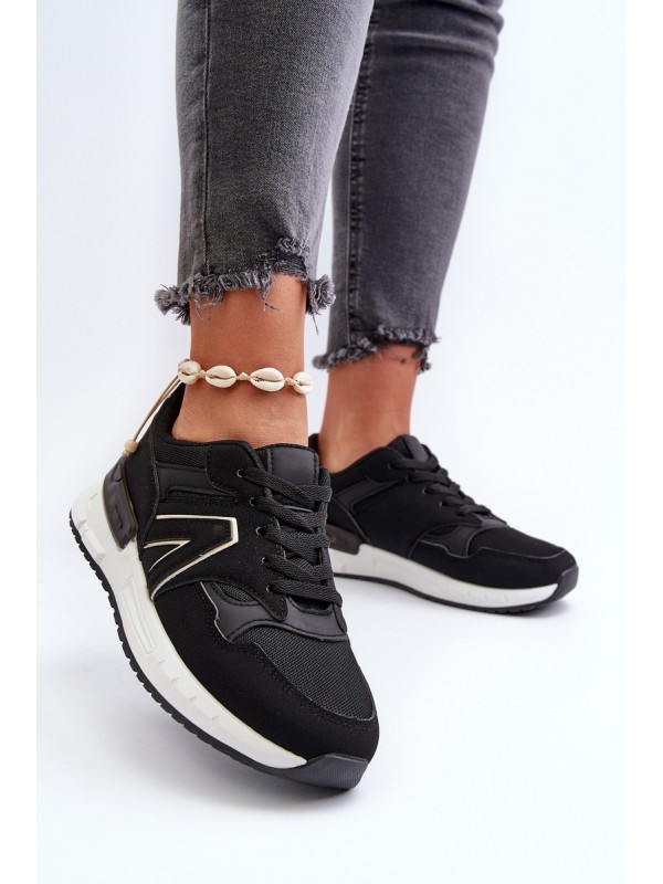 Women's Sneakers Made of Faux Leather Black Vinelli
