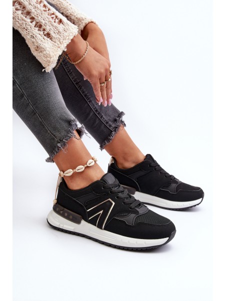 Women's Sneakers Made of Faux Leather Black Vinelli