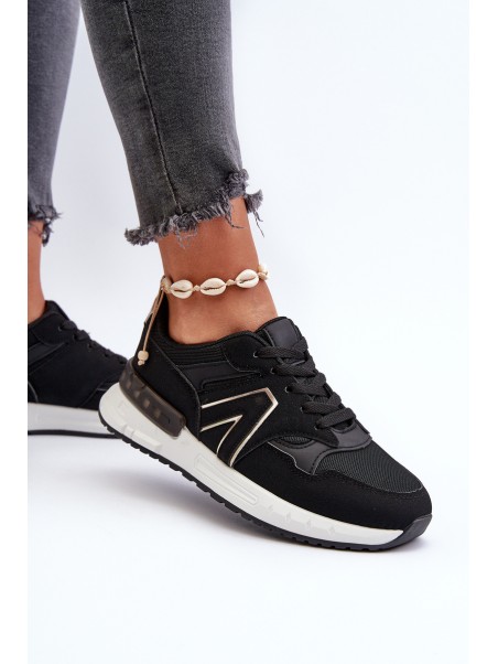 Women's Sneakers Made of Faux Leather Black Vinelli