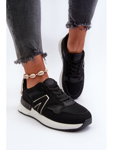 Women's Sneakers Made of Faux Leather Black Vinelli