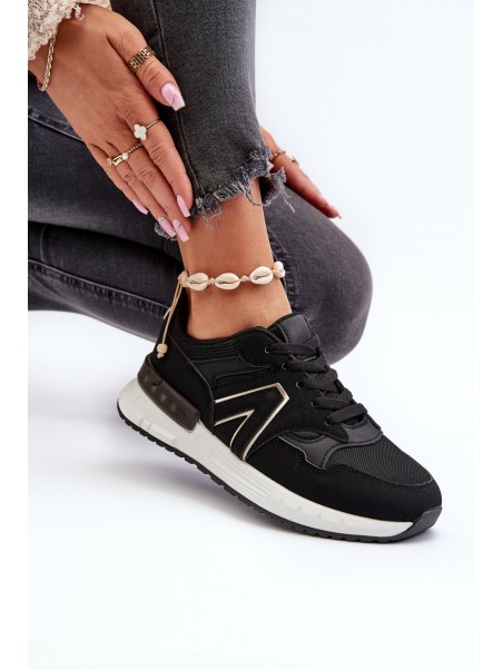 Women's Sneakers Made of Faux Leather Black Vinelli