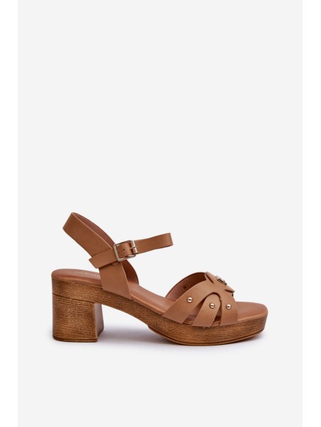 Women's High Heel Sandals in Brown Eco Leather Assames