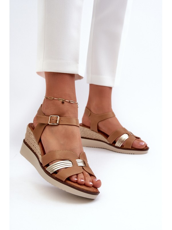 Women's Wedge Sandals with Woven Detail Brown Starlenna