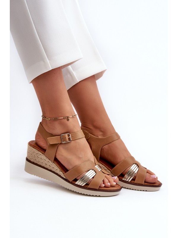 Women's Wedge Sandals with Woven Detail Brown Starlenna