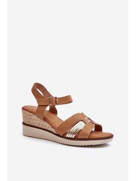 Women's Wedge Sandals with Woven Detail Brown Starlenna