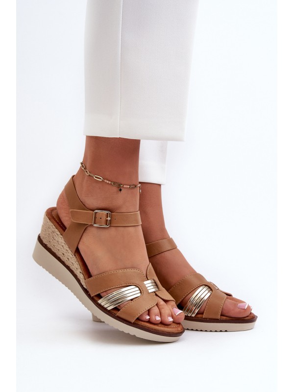 Women's Wedge Sandals with Woven Detail Brown Starlenna